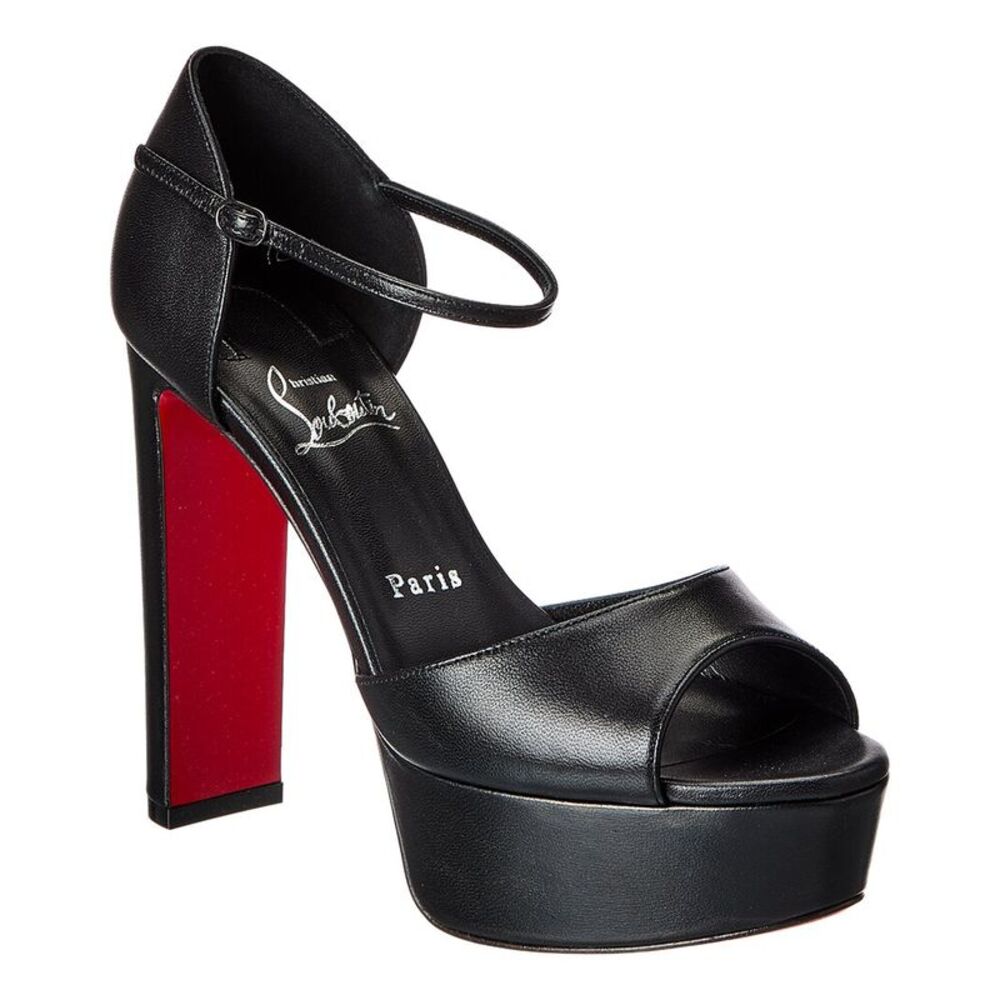 Christian Louboutin Sandaloo 130 Leather Platform Sandal, Black